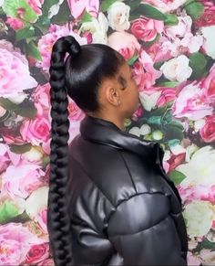 Slicked Up Ponytail Weave, High Slick Braid Ponytail, One Long Braid Ponytail, High Braid Ponytail For Black Women, High Top Braided Ponytail Black Women, Long Ponytail Braid Black Women, One Braided Ponytail Hairstyles, High Ponytail Braid Black Women, Single Braid Ponytail For Black Women