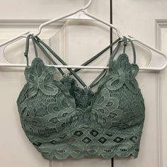 Sage Green Bralette Top From Dry Goods. Size Small And Has Removable Padding In The Inside. I Only Wore It One Time! Brand New Condition. Really Cute Strappy Backing And Can Be Worn Alone Or Under Clothing. Green Bralette, Bralette Top, Under Clothing, Bralette Tops, Dry Goods, Women's Intimates, Sage Green, Bralette, Fashion Ideas