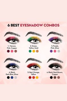 Color Combinations For Eyeshadow, Color Combinations Makeup, Makeup Color Combinations, Cheer Comp Eyeshadow, Eye Shadow Combination, Natural Makeup Pictorial, Eye Makeup Color Combination, Eyeshadow For Eye Color, Bold Eyeshadow Looks Step By Step