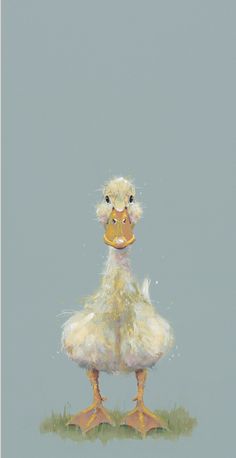 a painting of a duck standing in the grass