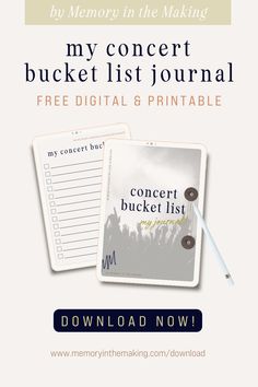 Download now: free digital and printable "My Concert Bucket List Journal" by Memory in the Making Vacation Alone, Quick Weekend Getaways, Romantic Weekend Getaways, Champagne Pop, Festival Camping, Concert Venue