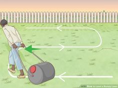 a man using a lawn mower to cut grass