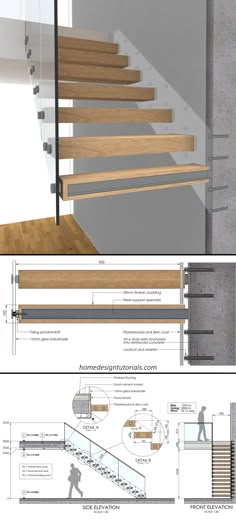 some stairs and railings are shown in this diagram