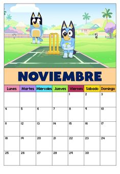 a calendar for november with two cats and a cricket ball on the field in front of them