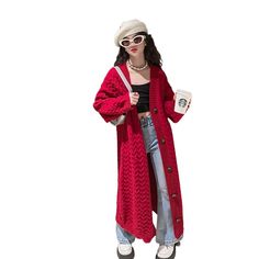 Brand Name: OBOVATUS Clothing Length: X-Long Material: Acrylic, Polyester, Nylon Quality: High Quality Thick Knit Sweater, Knit Sweater Cardigan, Brand Names, Knit Sweater, Sweater Cardigan, Knitted Sweaters, Knitting, High Quality, Red