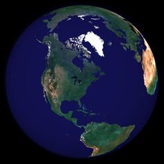 an image of the earth from space showing north america and europe on it's side