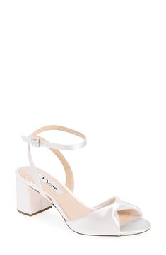 Nina Nigella Ankle Strap Sandal (Women) | Nordstrom Small Heel Bridal Shoes, Wedding Shoes Dancing, Wedding Shoes Classy, Flat Homecoming Shoes, Closed Wedding Shoes, Bridal Reception Shoes, Bride Wedding Shoes Comfortable, Short White Heels Wedding, White Chunky Heels Wedding