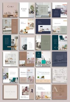 an assortment of brochures with different colors and designs