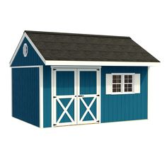 The Best Barns Northwood wooden shed kit will make a very appealing addition to your backyard. This shed features a large overhang above the doors to help protect them from the elements and a generous loft for additional storage. Loft storage is located on both ends of the shed for quick access to seasonal items. The pre-built doors can be off-set left or right of center during construction. The Northwood shed kit is constructed with 24-in on center 2 x 4 framing and LP SmartSide exterior grade 10x14 Shed, Wood Shed Kits, Wood Storage Shed, Lp Smartside, Gable Roof Design, Wooden Shed, Storage Shed Kits, Farm Shed, Barn Kits