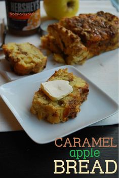 caramel apple bread on a white plate