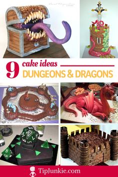 there are nine cakes that look like dragon's in the castle and other things