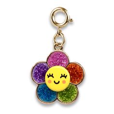 Gold Glitter Happy Flower Charm-charmit.com Charm It, Derby Fascinator, Jewelry Kits, Happy Flowers, Get Happy, Gift Kit, Colorful Cakes, Holiday Earring, Book Stationery