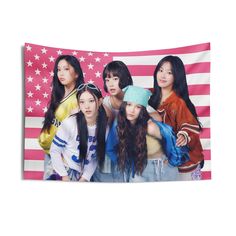 A custom Kpop wall decor tapestry is a surefire way to uplift any room's aesthetics with a personal touch. This 100% Polyester wall tapestry comes with hemmed edges for extra durability to ensure years' worth of decorating bliss. The advanced tapestry printing techniques guarantee crisp detail even for the craziest of designs, in any of our multiple size choices. .: 100% Polyester .: Multiple sizes (26x36'', 50x60'', 68''x80'', 88''x104'') .: Blanks sourced from China Key features: 100% Memory foam microfiber - Evenly distributes balance that provides perfect comfort and support to the foot Absorbent - Polyester microfiber surface absorbs liquid quickly Anti-slip backing - Keeps the bath mat firmly in place and reduces the risk of slipping Care instructions: Wash separately with cold water Newjeans Member, Kpop Wall Decor, Minji Hyein, American Flag Banner, Kpop Wall, Wall Decor Birthday, Flag Banner, Decor Birthday, Printing Techniques