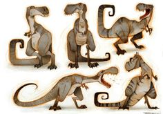 an image of dinosaurs in different poses