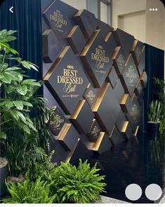 an advertisement for the best dressed ball is displayed in front of plants and potted plants