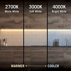 the kitchen cabinets are labeled with different types of white and brown wood grained surfaces