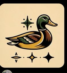 an image of a duck with stars on it's back and in the background