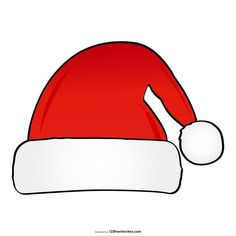 a red santa hat with white brimmed on the top is shown in this image