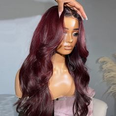 Wigs For Black Women Burgundy, 99j Wig, Wigs Burgundy, Lace Front Wigs Body Wave, Curly Iron, Black Balayage, Burgundy Wig, Lace Wigs Styles, Wigs Body Wave