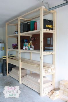 the shelves are made out of wood and ready to be used as shelving unit