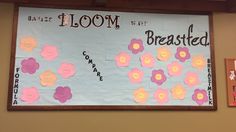 a bulletin board with flowers on it and words written below the sign that says, 100m breasted