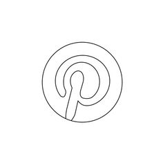 a black and white photo of the letter p in a circle with an arrow on it