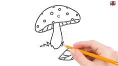 someone is drawing a mushroom with a pencil