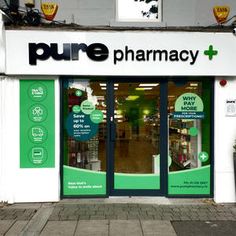 the front entrance to a pharmacy store