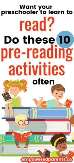 children reading books with the words do these 10 pre - reading activities often happen?