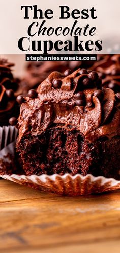 the best chocolate cupcakes with chocolate chips on top