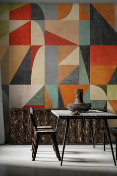 Geometric Concept 41 Wallpaper Textile Experiments, Contemporary Mural, Geometric Mural, Geometric Wallpaper Design, Modern Abstract Art Geometric, Tela Iphone, Mid Century Wallpaper, Modern Wallpaper Designs, Wallpaper Geometric