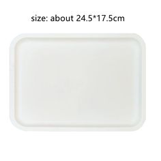 a white plastic tray with measurements for the size about 24 75cm x 15 55cm