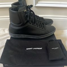 Worn But In Fair Condition! Comes With Extra Set Of Laces And One Dust Bag! Black High Tops, Saint Laurent Shoes, Mens Shoes Sneakers, High Top, High Tops, Saint Laurent, Men's Shoes, Dust Bag, Shoes Sneakers