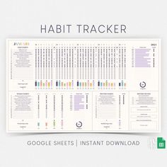 the habit trackerr is displayed on top of a white background with an arrow pointing to it