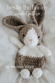 Bestie the Bunny Crochet Pattern - by The Cosy Stitch Smuggler Crochet Pattern, Free Bunny Lovey Crochet Pattern, Blanket Yarn Crochet Stuffies, Crochet Knotted Lovey Pattern, Crochet Baby Plushies, Easy Animal Crochet Patterns Free, Free Crochet Snuggler Pattern, Crochet Baby Animals, Free Crochet Bunny Pattern