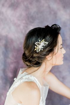 Embellished Veil, Flower Bridal Hair, Floral Hair Vine, Bridal Hair Jewelry, Bridal Comb, Clay Flower