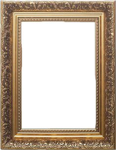 an ornate gold frame on a white background with clipping area for text or image