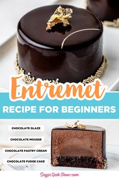 a chocolate cake with the words entertainment recipe for beginners on top and below it