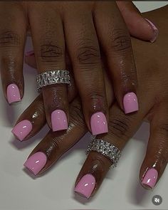 Pink Short Nails, Overlay Nails, Hard Nails, French Tip Acrylic Nails, Short Square Acrylic Nails, Long Acrylic Nails Coffin