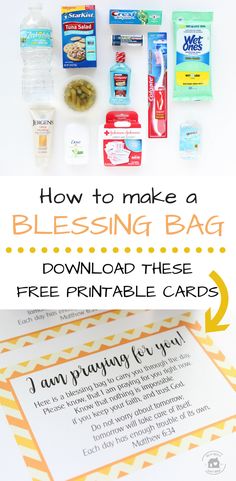 an image of a bag with the text how to make a blessing bag for free printable cards