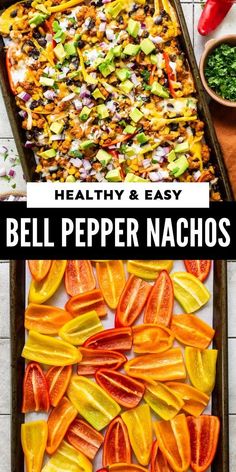 healthy and easy bell pepper nachos recipe that is ready to be eaten in the oven