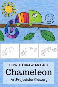 how to draw an easy chamelon art project for kids