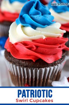 cupcakes with red, white and blue frosting