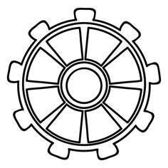 a black and white drawing of a wheel