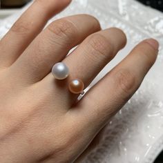 measurement: big pearl : 7-8mm small pearl : 6-7mm Open Ring With Pearl Drop, Pearl White Open Ring For Anniversary, Anniversary Pearl Open Ring, Pearl Drop Open Ring, Sterling Silver Pearl Drop Ring For Promise, Sterling Silver Pearl Drop Ring For Promise Occasions, White Open Ring With Pearl Drop, White Pearl Open Ring, Open Pearl Ring With Pearl Drop