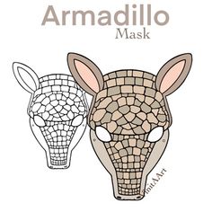 two giraffes made out of mosaic tiles with the words armadillo mask