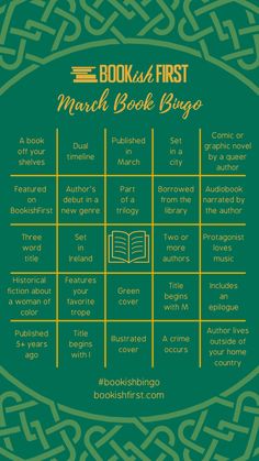 the book first match book bingo game is shown in green with gold trimmings