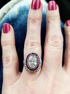 Art Deco Ruby Engagement Ring, Art Deco Oval Ring, Art Deco Oval Diamond Ring With Accent Stones, Art Deco Oval Cubic Zirconia Rings, Oval Cubic Zirconia Art Deco Rings, Oval Ruby Ring With Vs Clarity For Anniversary, Art Deco Ruby Ring, Oval Art Deco Engagement Ring, 1920 Art