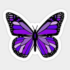 a purple butterfly sticker on a white background