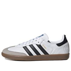 Introducing the Adidas Samba 'Vegan' - a sneaker that has been engineered to meet the highest standards of animal-free footwear construction. This low-top sneaker features a PU-coated recycled synthetic upper in a clean white finish, with contrasting black three-stripes and a classic T-toe overlay. The 'adidas Originals Vegan' seal on the lateral heel is your guarantee of qualityanimal-free construction. Whether you're an ethical vegan or simply looking for a high-quality sneaker that hasn't been constructed with any animal materials, the Adidas Samba 'Vegan' is the perfect choice. Order yours today! (SNKR/Skate/Unisex/Low Top) Adidas Samba Vegan, Samba Vegan, Vegan Fashion, Round Toe Heels, Adidas Samba, Skate Shoes, Low Top, Adidas Originals, Top Sneakers